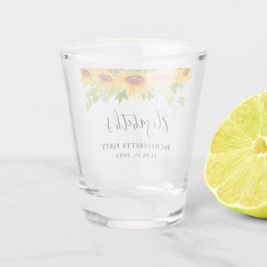 Zonnebloem groen Bloemen Bachelorette Party Shot Glas (Achterkant)