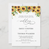 Zonnebloem groen bruiloft uitnodiging (Voorkant)
