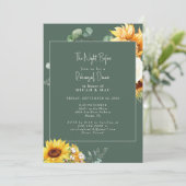 Zonnebloem groen de avond voor repetitie diner kaart (Staand voorkant)