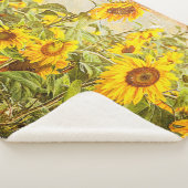 Zonnebloem  Groen Geel Land Kunst Sherpa Deken (3/4)
