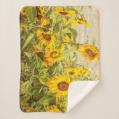 Zonnebloem  Groen Geel Land Kunst Sherpa Deken (Voorkant)