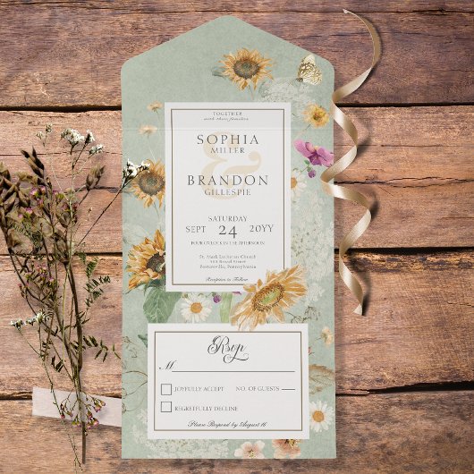 Zonnebloem Groen Geen Dinner All In One Uitnodiging