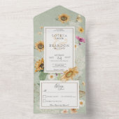 Zonnebloem Groen Geen Dinner All In One Uitnodiging (Binnen)