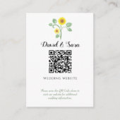 Zonnebloem groen Huwelijks QR-code Informatiekaartje (Voorkant)