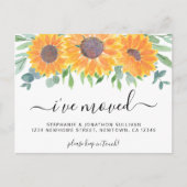 Zonnebloem groen Ik ben verhuisd Aankondigingskaart (Voorkant)