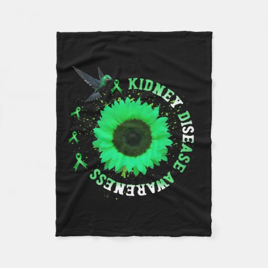 Zonnebloem Groen Lint Nierziekte Fleece Deken (Voorkant)