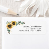 Zonnebloem groen retouradres met bloemmotief etiket (Insitu)