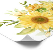 Zonnebloem groen theebruidsshower welkomstbord poster (Hoek)