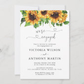 Zonnebloem Groen Verlovingsfeestuitnodiging Kaart (Voorkant)