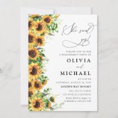 Zonnebloem Groen Verlovingsfeestuitnodiging Kaart (Voorkant)