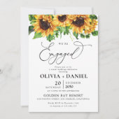 Zonnebloem Groen Verlovingsfeestuitnodiging Kaart (Voorkant)