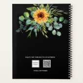 Zonnebloem, groenblauw, zwarte benaming 2023 planner (Achterkant)