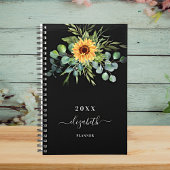 Zonnebloem, groenblauw, zwarte benaming 2023 planner