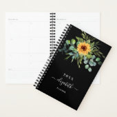 Zonnebloem, groenblauw, zwarte benaming 2023 planner (Display)