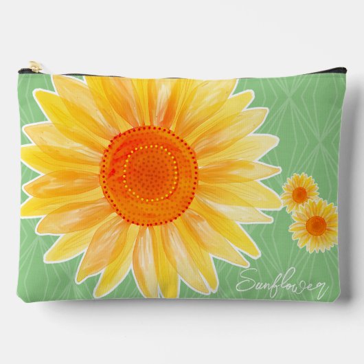 Zonnebloem Groene Accessoire Pouch Etui (Voorkant)