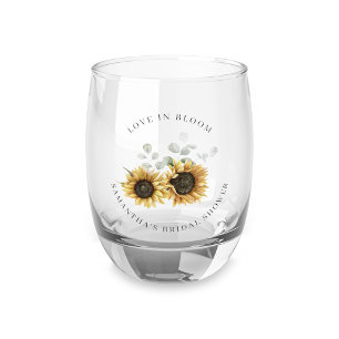 Zonnebloem Groene Bloemen Bruidsdouche Wijnglas Zonder Voet