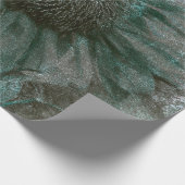 Zonnebloem  groene gegraveerde textuur ontkoppelin cadeaupapier (Hoek)