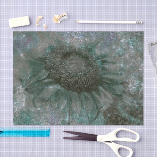 Zonnebloem groene gegraveerde textuur ontkoppelin tissuepapier (Craft)