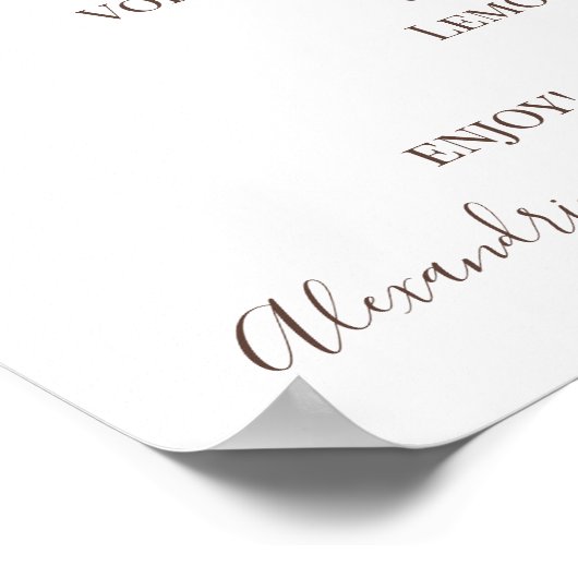 Zonnebloem groene huwelijksdranken menubord poster (Hoek)