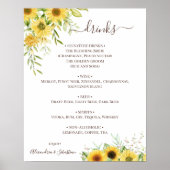 Zonnebloem groene huwelijksdranken menubord poster (Voorkant)