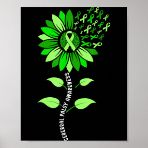 Zonnebloem groene lint cerebrale parese cp bewustz poster