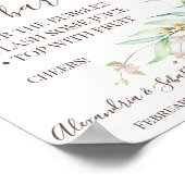 Zonnebloem Groene Mimosa Bar Bruiloft Sign Poster (Hoek)