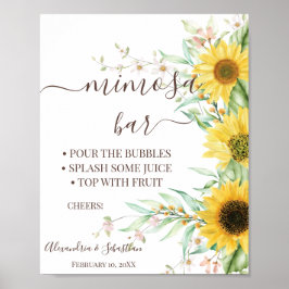 Zonnebloem Groene Mimosa Bar Bruiloftsontbijt Bord Poster