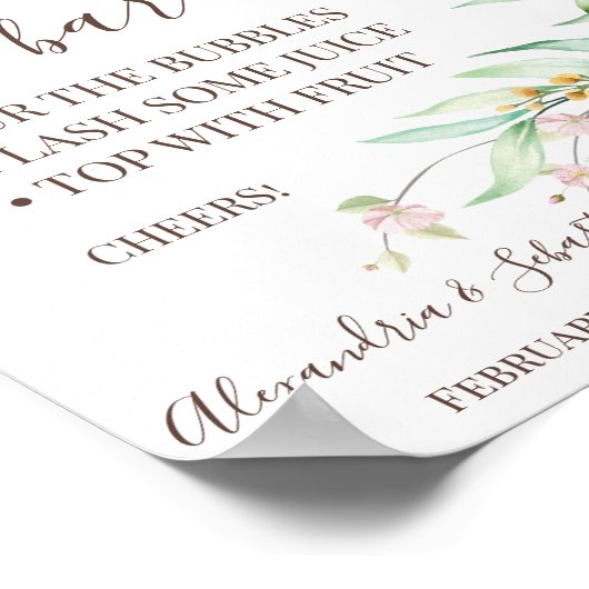 Zonnebloem Groene Mimosa Bar Bruiloftsontvangst Bo Poster (Hoek)