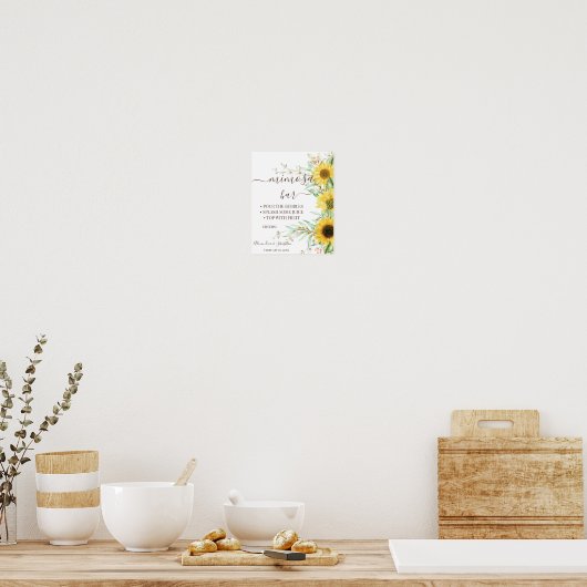Zonnebloem Groene Mimosa Bar Bruiloftsontvangst Bo Poster (Keuken)