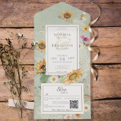 Zonnebloem Groene QR-code All In One Uitnodiging