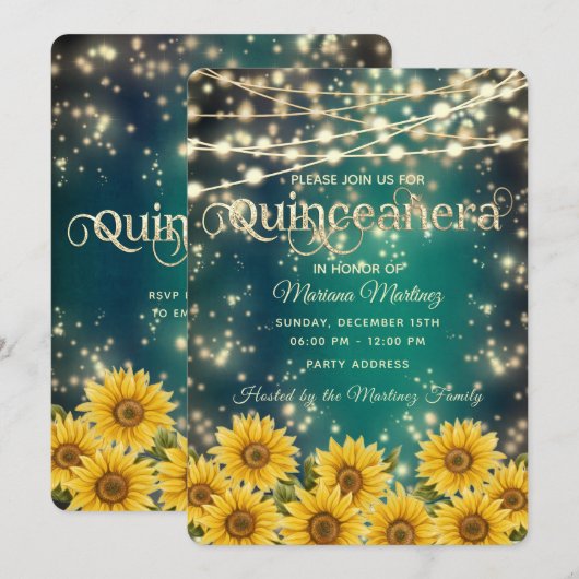 Zonnebloem, groene snaarlichten kaart (Voorkant / Achterkant)