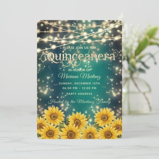 Zonnebloem, groene snaarlichten kaart (Staand voorkant)