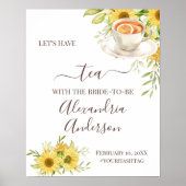 Zonnebloem Groene Thee Bruiloft Feest Welkom Bord Poster (Voorkant)