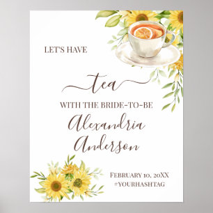 Zonnebloem Groene Thee Bruiloft Feest Welkom Bord Poster