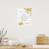 Zonnebloem Groene Thee Bruiloft Welkom Bord Poster (Keuken)