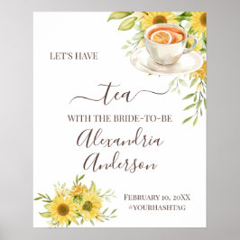 Zonnebloem Groene Thee Bruiloft Welkom Bord Poster