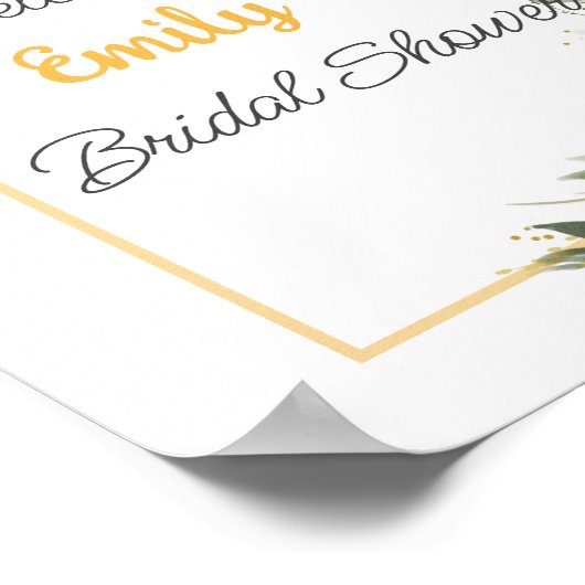 Zonnebloem Groene Welkom Bruidsfeest  Poster (Hoek)