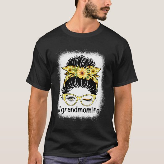 Zonnebloem Grootmoeder Messy Bun Bleaches Moederda T-shirt (Voorkant)