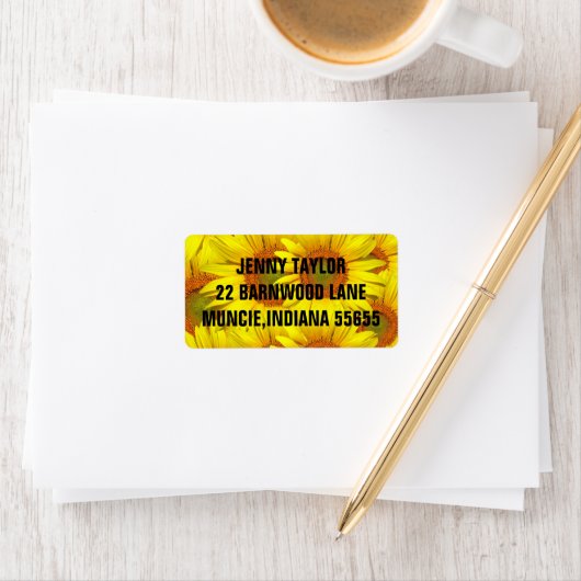 ZONNEBLOEM GROTE aangepaste retour adreslabels Etiket (Insitu)