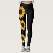Zonnebloem Grote Actieve zwarte Leggings (Voorkant)