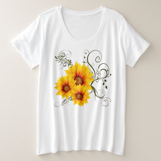 Zonnebloem Grote Maat T-shirt (Design voorkant)