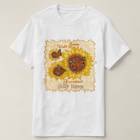 Zonnebloem Grote Oma T-shirt (Design voorkant)