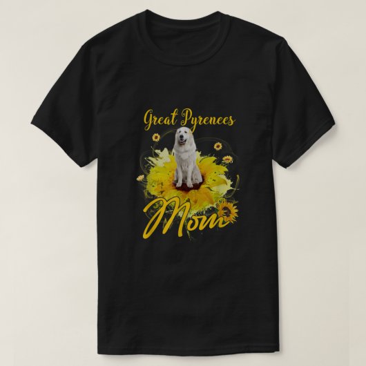 Zonnebloem Grote Pyreneeën Moeders Hondenliefhebbe T-shirt (Design voorkant)