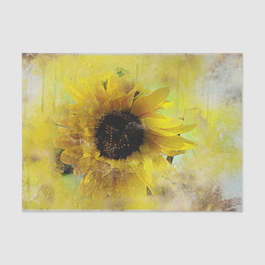 Zonnebloem Grunge | Floral Decoupage Ephemera Tissuepapier (Voorkant)