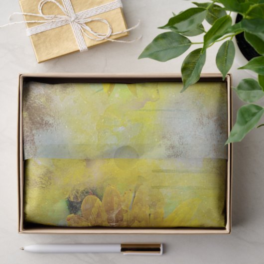 Zonnebloem Grunge | Floral Decoupage Ephemera Tissuepapier (Geschenk)