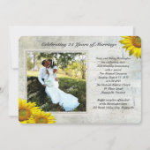 Zonnebloem Grunge Foto Verlengde Huwelijksgeloften Kaart (Voorkant)