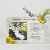 Zonnebloem Grunge Foto Vernieuwing Huwelijksgeloft Kaart (Staand voorkant)