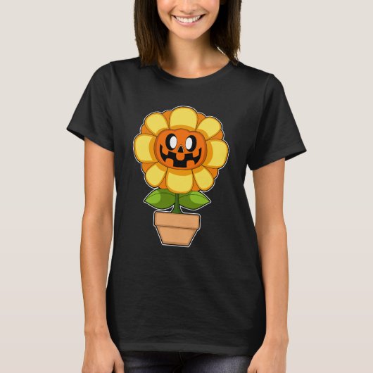 Zonnebloem Halloween pompoen T-shirt (Voorkant)