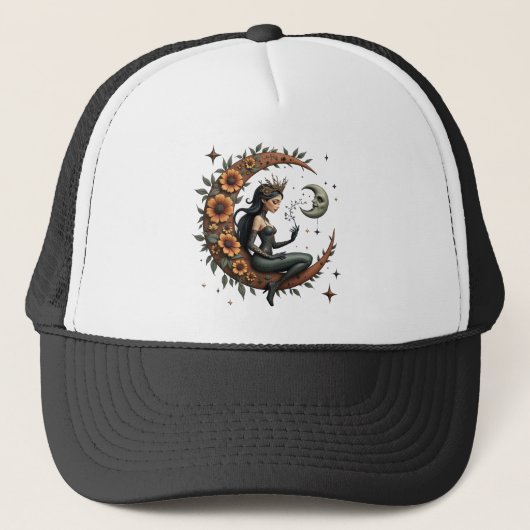 Zonnebloem Halve Maan Koningin  Trucker Pet (Voorkant)