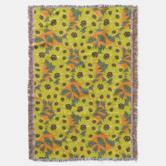 Zonnebloem Hand Drawn Floral Greenery Yellow Sinaa Deken (Voorkant Verticaal)